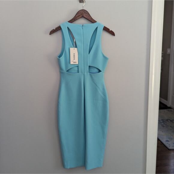 NEW Women's Likely 2 Albury Mint Blue Sheath Dress Cut Sexy Bodycon - Picture 2 of 8